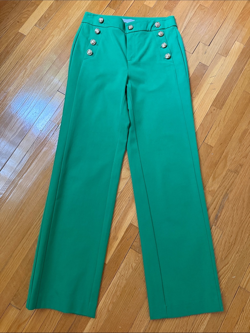 Charter Club Emerald Green Wide-Leg Pants with Decorative Buttons